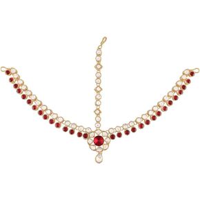 I Jewels 18K Gold Plated Indian Wedding Bollywood Kundan Studded Bridal Matha Patti/Maang Tikka for Women (T204-5)