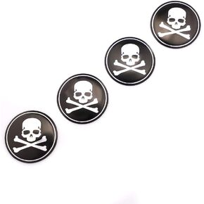 4pcs 56mm Skull Crossbone Pirate Styling Wheel Hub Caps Centre Cover for Car Emblem Decal Badge Sticker (Black)