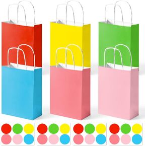 VGOODALL 24PCS Paper Gift Bags with Handles, 5.5 x 7.9 x 2.8 Inch Party Favor Bags for Kids Birthday Wedding Party Supplies (6 Colors)