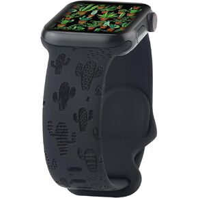 Engraved Silicone Band Compatible with Apple Watch 38mm 40mm 41mm, Cute Fancy Laser Printed Sport Strap Compatible with iWatch Series 7 6 5 4 3 2 1 SE