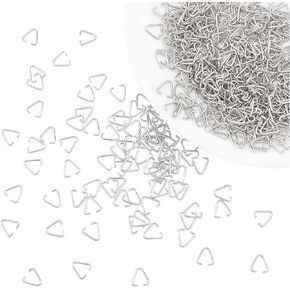 PH PandaHall 500 Pieces Triangle Open Jump Rings, Pinch Clip Bail Hang Drops Pendant Open Triangle Buckle Charm Bead Pendant Connector Findings for Decoration Jewelry DIY Accessories