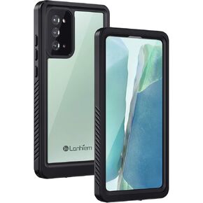 Lanhiem Galaxy Note 20 Case, Built-in Screen Protector with Fingerprint Film Waterproof Dustproof Case, Full Body Heavy Duty Protective Cover for Samsung Galaxy Note 20 6.7 inch (Black/Clear)