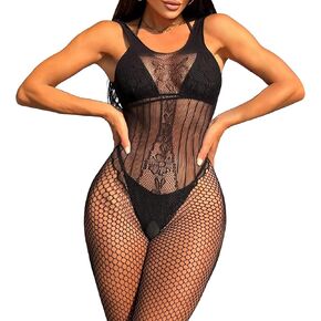 Sexy Lingerie for Women Naughty Fishnet Crotchless Lingerie Set Bodysuit Outfits Teddy Erotic Sheer Mesh Lingerie