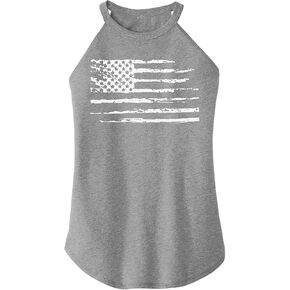 MOUSYA American Flag Halter Tank Tops for Women Patriotic 4th of July Shirts USA Stars Stripes Graphic Tees Tank Tops
