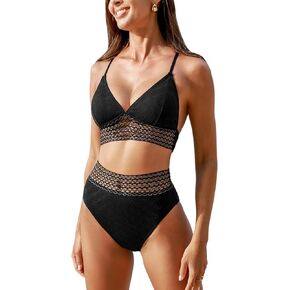 CUPSHE Women's Bikini Sets Two Piece Bathing Suit V Neck O Ring Adjustable Spaghetti Straps Hollow Out