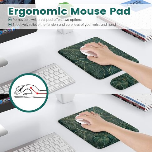 iCasso Mouse Pad with Wrist Rest,Portable Travel Ergonomic Mousepad with Removable Magnetic Wrist Support,Memory Foam Pain Relieve Anti-Slip Mouse Wrist Rest Keyboard Pad (Cyan Mountain) in Saudi Arabia