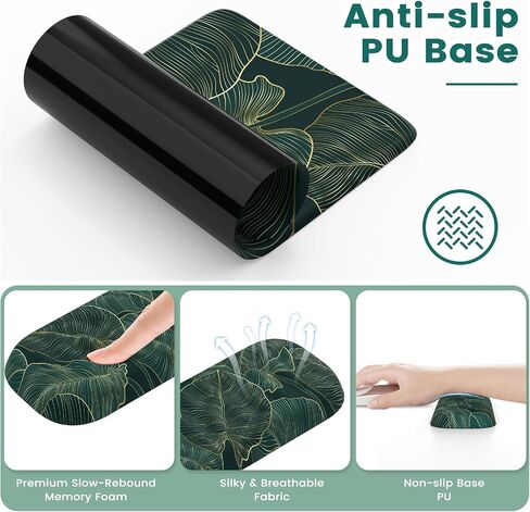 iCasso Mouse Pad with Wrist Rest,Portable Travel Ergonomic Mousepad with Removable Magnetic Wrist Support,Memory Foam Pain Relieve Anti-Slip Mouse Wrist Rest Keyboard Pad (Cyan Mountain) in Saudi Arabia