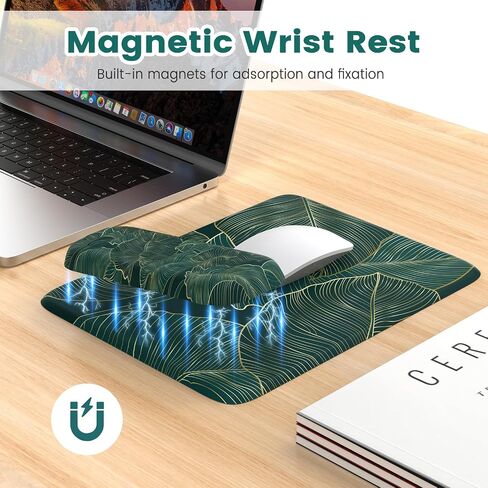 iCasso Mouse Pad with Wrist Rest,Portable Travel Ergonomic Mousepad with Removable Magnetic Wrist Support,Memory Foam Pain Relieve Anti-Slip Mouse Wrist Rest Keyboard Pad (Cyan Mountain) in Saudi Arabia