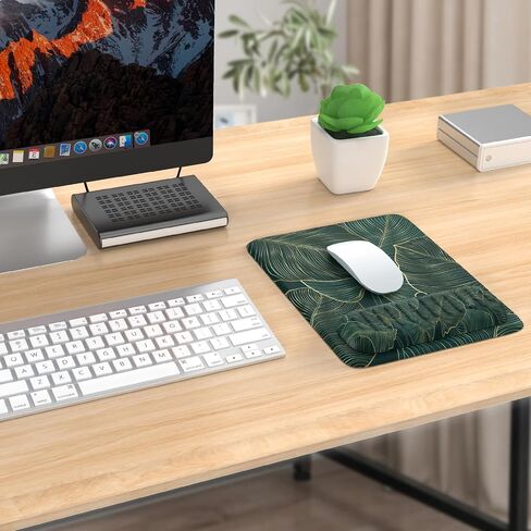 iCasso Mouse Pad with Wrist Rest,Portable Travel Ergonomic Mousepad with Removable Magnetic Wrist Support,Memory Foam Pain Relieve Anti-Slip Mouse Wrist Rest Keyboard Pad (Cyan Mountain) in Saudi Arabia