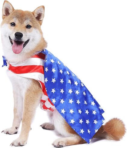 أزياء الكلاب الأليفة، ملابس بعلم الولايات المتحدة الأمريكية مع قبعة للكلاب، ملابس العم سام للحيوانات الأليفة بمناسبة عيد الاستقلال، يوم الذكرى الرابع من يوليو، مقاس L in Kuwait