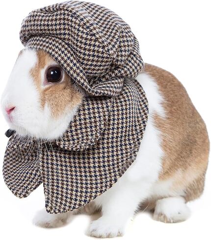 Rabbit Detective Costume Funny Bunny Plaid Shirts with Classic Hat Bunnys Cosplay Clothes (S) in Saudi Arabia