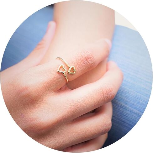 18K Gold Rings for Women - Stackable Rings in Authentic 925 Sterling Silver – Full Heart Knuckle & Thumb Ring - Sterling Silver Rings for Teen Girls - Dainty Minimalist Rings for Women (Size 6) in Saudi Arabia