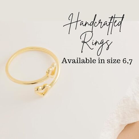 18K Gold Rings for Women - Stackable Rings in Authentic 925 Sterling Silver – Full Heart Knuckle & Thumb Ring - Sterling Silver Rings for Teen Girls - Dainty Minimalist Rings for Women (Size 6) in Saudi Arabia