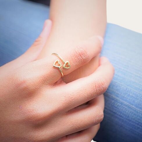 18K Gold Rings for Women - Stackable Rings in Authentic 925 Sterling Silver – Full Heart Knuckle & Thumb Ring - Sterling Silver Rings for Teen Girls - Dainty Minimalist Rings for Women (Size 6) in Saudi Arabia