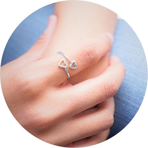 18K Gold Rings for Women - Stackable Rings in Authentic 925 Sterling Silver – Full Heart Knuckle & Thumb Ring - Sterling Silver Rings for Teen Girls - Dainty Minimalist Rings for Women (Size 6) in Saudi Arabia