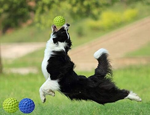 Dog Squeaky Toys for Aggressive chewers Almost Indestructible Dog Toy Balls 100% Natural Rubber Chew Toys for Medium Large Dogs (Honeycomb 8cm Pack of 2) in Saudi Arabia