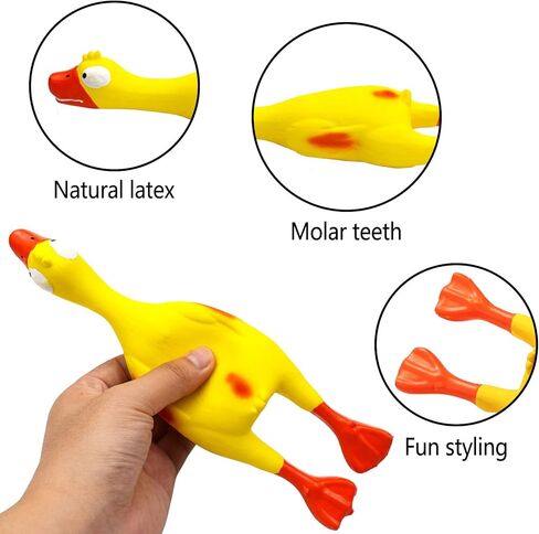 Screaming Rubber Chicken Dog Squeaky Toy, Latex Chew Molar Dog Toy (2 Pack) in Saudi Arabia