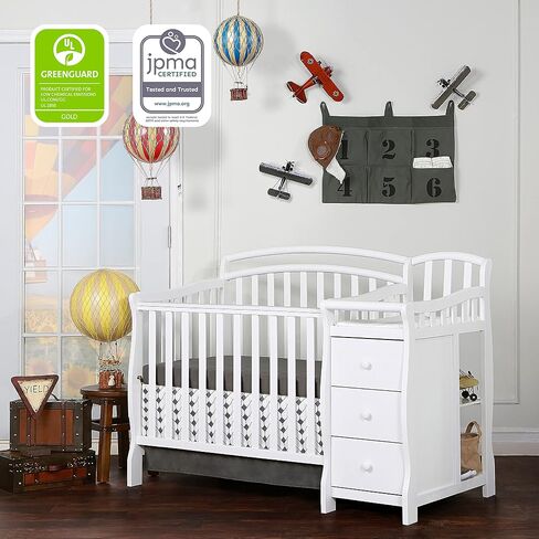Casco 3-In-1 Mini Crib And Changing Table In Black, Convertible Crib, Made Of Pinewood, Three Position Adjustable Mattress Height Settings in Saudi Arabia
