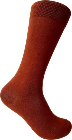Solid Burnt orange Mens Mid-Calf dress socks in Saudi Arabia