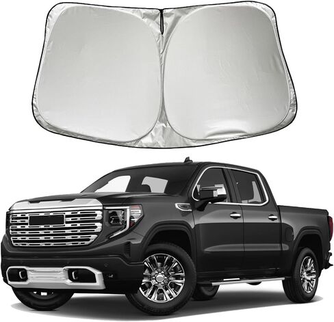 مظلة شمسية للزجاج الأمامي للسيارة متوافقة مع GMC Sierra 1500 2500 HD 3500 HD SLT AT4 Denali Pickup 2019 2020 2021 2022 2023 2024 ملحقات، نافذة أمامية للسيارة واقٍ من الشمس in Saudi Arabia