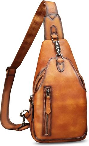 Genuine Leather Sling Bag for Women and Men Vintage Handmade Leather Sling Backpack Fashion Crossbody Bag Chest Purse in Saudi Arabia