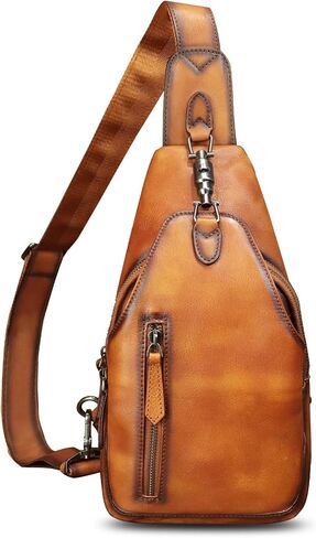 Genuine Leather Sling Bag for Women and Men Vintage Handmade Leather Sling Backpack Fashion Crossbody Bag Chest Purse in Saudi Arabia