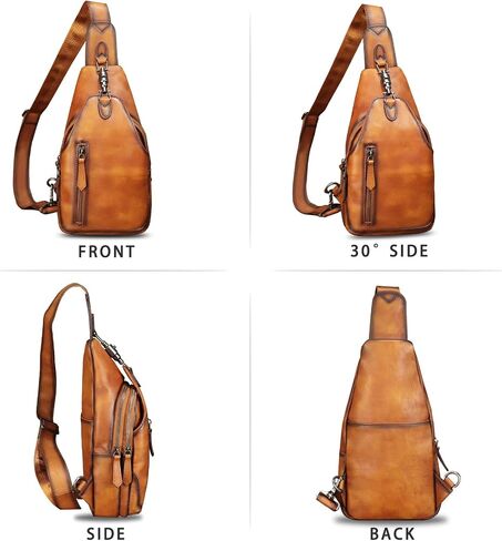 Genuine Leather Sling Bag for Women and Men Vintage Handmade Leather Sling Backpack Fashion Crossbody Bag Chest Purse in Saudi Arabia