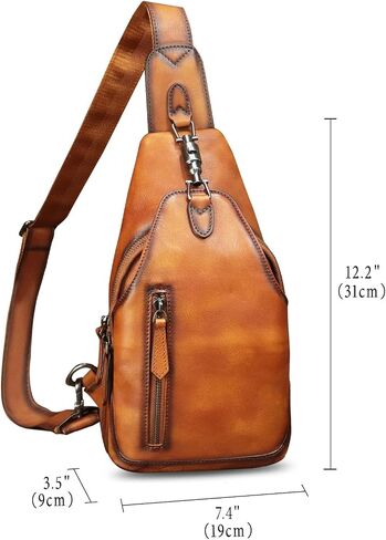 Genuine Leather Sling Bag for Women and Men Vintage Handmade Leather Sling Backpack Fashion Crossbody Bag Chest Purse in Saudi Arabia