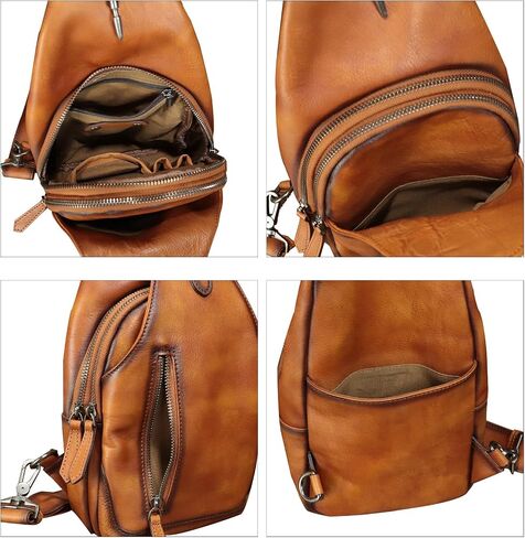 Genuine Leather Sling Bag for Women and Men Vintage Handmade Leather Sling Backpack Fashion Crossbody Bag Chest Purse in Saudi Arabia