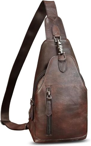 Genuine Leather Sling Bag for Women and Men Vintage Handmade Leather Sling Backpack Fashion Crossbody Bag Chest Purse in Saudi Arabia