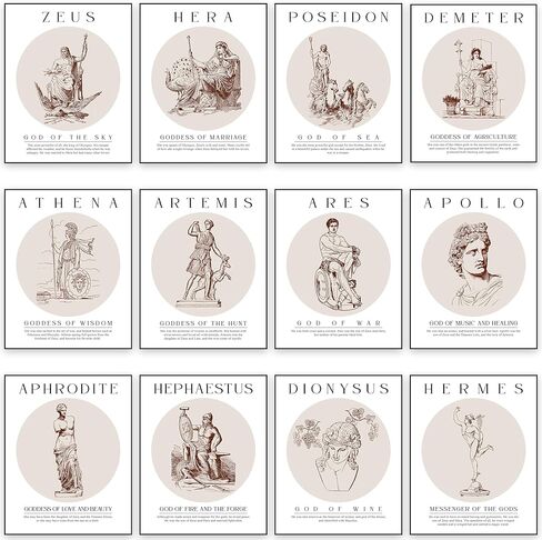 12Pcs Greek Mythology Decor Poster (8"x10") Greek Statue Decor, Greek Decor, Greek Gods Wall Art, Greek Party Decorations, Greek Mythology Gifts, Greek God Statues Poster, Greek Wall Art - UNFRAMED in Saudi Arabia