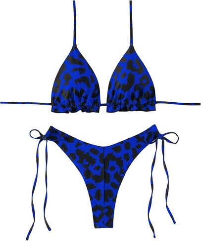 SweatyRocks Women's 2 Piece Swimsuits Leopard Print Tie Side Bikini Triangle Bathing Suits in Saudi Arabia