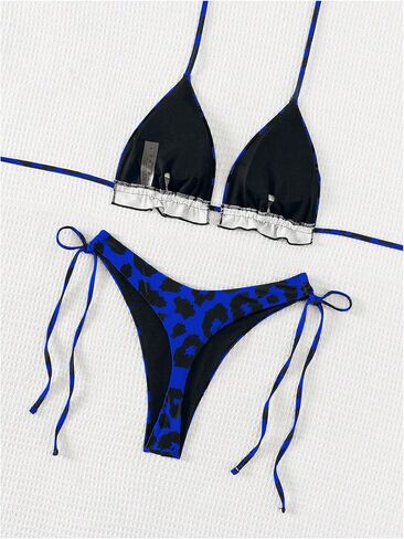 SweatyRocks Women's 2 Piece Swimsuits Leopard Print Tie Side Bikini Triangle Bathing Suits in Saudi Arabia