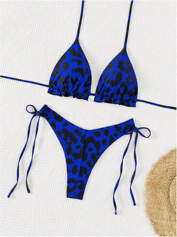 SweatyRocks Women's 2 Piece Swimsuits Leopard Print Tie Side Bikini Triangle Bathing Suits in Saudi Arabia