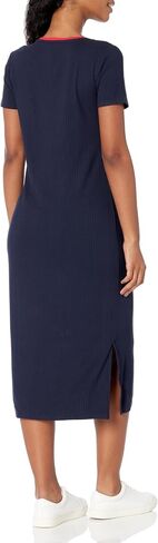 Nautica Women's Ribbed Short Sleeve V-Neck Dress in Saudi Arabia