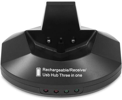 Wireless Mouse, 2.4GHz Rechargeable Optical Gaming Ergonomic Mice w/Charging Dock Stand 3-Port USB Hub for Laptop, PC, Windows(Black) in Saudi Arabia