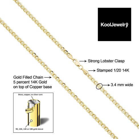 Solid 14k Yellow Gold Mariner Link Bracelet for Men and Women (3.4 mm, 8.5 inch) in Saudi Arabia