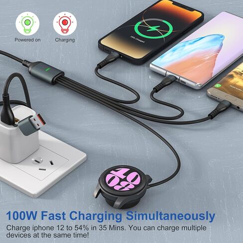 Charging Cord for Samsung Galaxy Watch 6/5/4/3 Charger - 100W USB C Galaxy S23/S22/Z/A Series Phone Multi Charging Cable, 3M/10Ft USB A/USB C to Micro USB+Lightning+Type C+Samsung Watch Charger Cable in Saudi Arabia