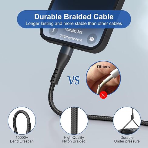Charging Cord for Samsung Galaxy Watch 6/5/4/3 Charger - 100W USB C Galaxy S23/S22/Z/A Series Phone Multi Charging Cable, 3M/10Ft USB A/USB C to Micro USB+Lightning+Type C+Samsung Watch Charger Cable in Saudi Arabia