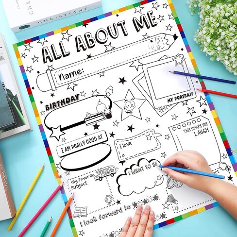 Seajan 40 Pcs All About Me Student Posters 17 x 22 Star Student Poster All About Me Posters Elementary for Students Teacher School Classroom Supplies in Saudi Arabia