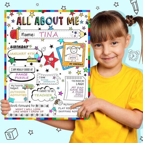 Seajan 40 Pcs All About Me Student Posters 17 x 22 Star Student Poster All About Me Posters Elementary for Students Teacher School Classroom Supplies in Saudi Arabia