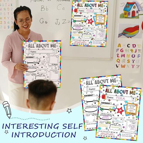 Seajan 40 Pcs All About Me Student Posters 17 x 22 Star Student Poster All About Me Posters Elementary for Students Teacher School Classroom Supplies in Saudi Arabia
