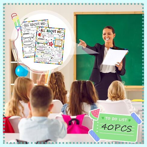 Seajan 40 Pcs All About Me Student Posters 17 x 22 Star Student Poster All About Me Posters Elementary for Students Teacher School Classroom Supplies in Saudi Arabia