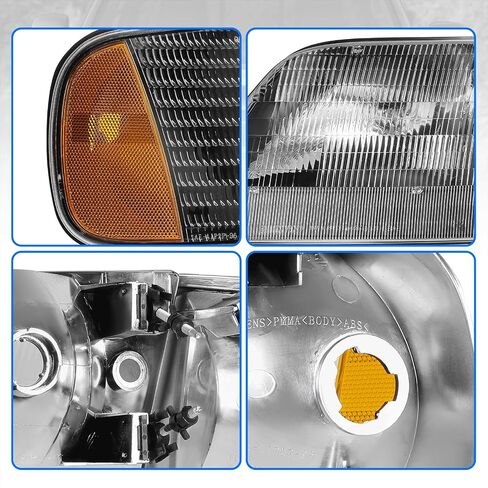 DWVO Headlight Assembly Compatible with 1997-2003 Ford F-150 Pickup/1997-2002 Ford Expedition Headlamp with Corner Light Black Housing Amber Reflector in Saudi Arabia