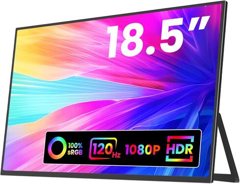 شاشة KOHO كبيرة محمولة - شاشة ألعاب كمبيوتر مقاس 18.5 بوصة 120 هرتز 100% sRGB FHD 1080P USB-C HDMI IPS شاشة لأجهزة الكمبيوتر المحمول MacBook Surface PC PS4/PS5 Xbox مع مكبرات صوت بمسند VESA قابلة للتركيب in Kuwait