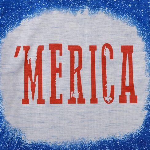 Baby Boy Girl 4 of July Outfit Bleached America Letter Print Shirts Unisex Toddler Infant Vintage Patriotic Short Sleeve Tee in Saudi Arabia