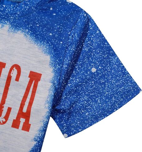 Baby Boy Girl 4 of July Outfit Bleached America Letter Print Shirts Unisex Toddler Infant Vintage Patriotic Short Sleeve Tee in Saudi Arabia