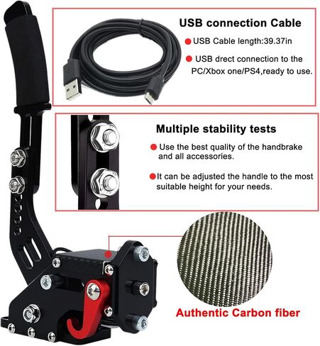 Yutaidec [Upgraded the 4th ] 3 IN 1 USB Handbrake Compatible With Thrustmaster T300RS/ T300 Ferrari Steering Racing WheelPS4 PS5, PC (Black) in Saudi Arabia