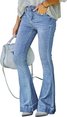 Relaxed Straight Leg Stretch Jeans for Women Mid Rise Bootcut Stretch Boyfriend Mom Wide Jeans in Saudi Arabia