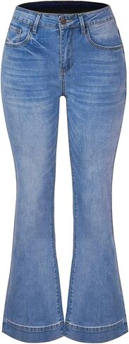 Relaxed Straight Leg Stretch Jeans for Women Mid Rise Bootcut Stretch Boyfriend Mom Wide Jeans in Saudi Arabia